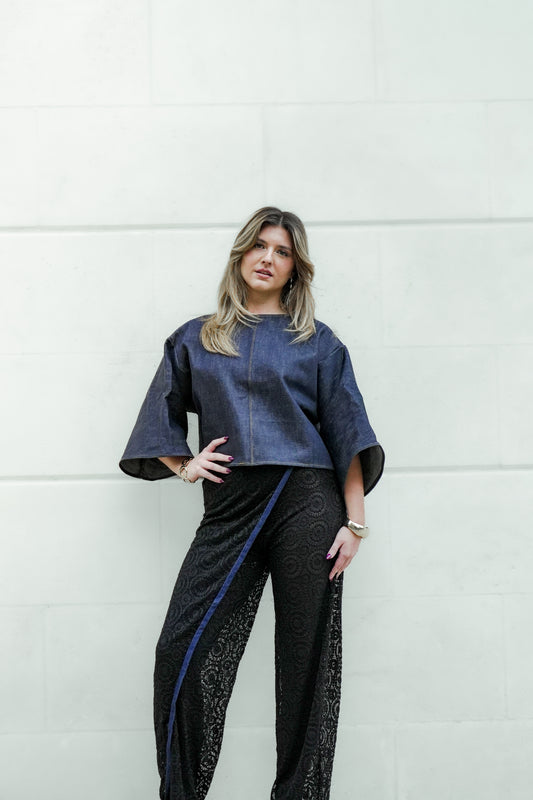 Pantalon dentelle noire